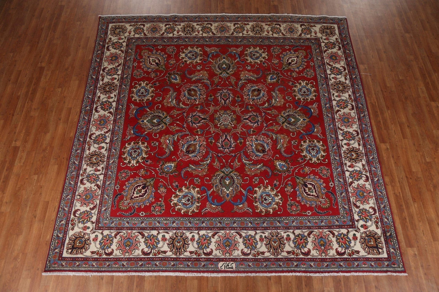 All-Over Floral Tabriz Persian Square Rug 10x10