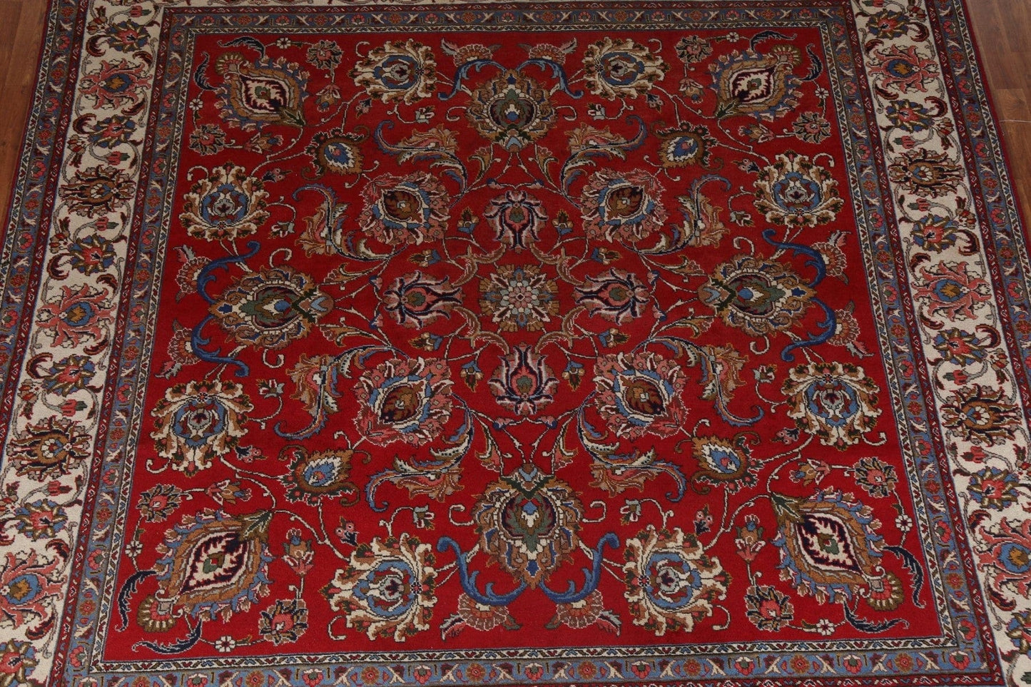 All-Over Floral Tabriz Persian Square Rug 10x10