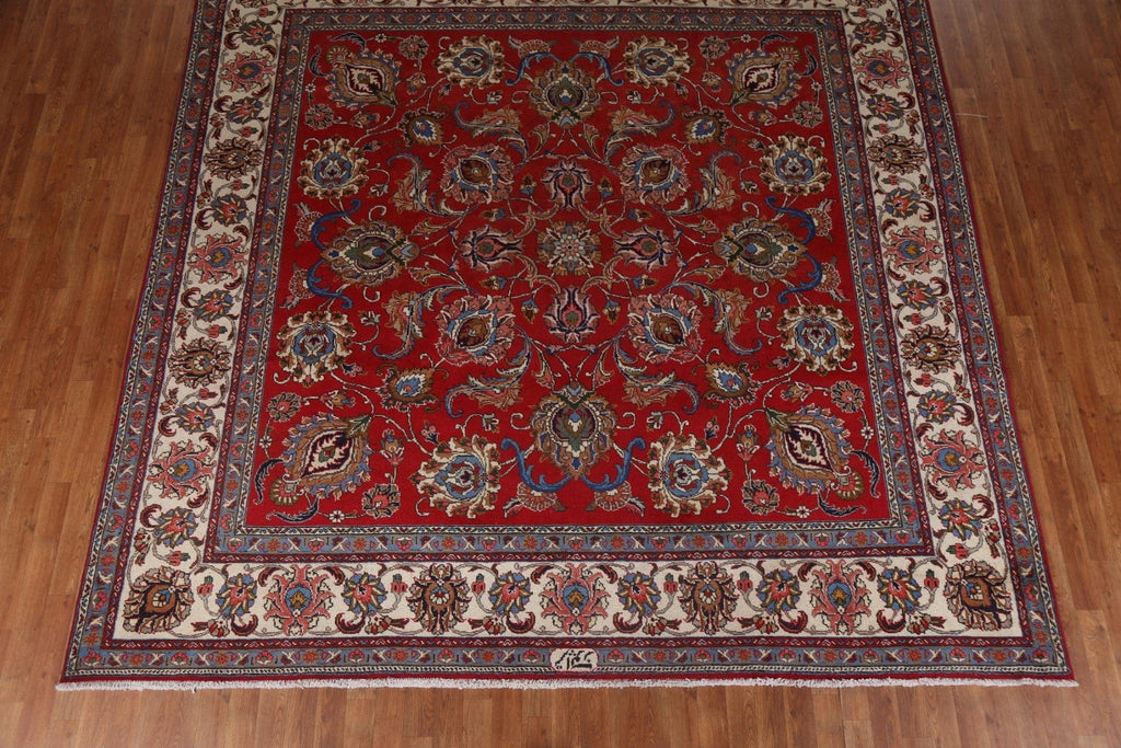 All-Over Floral Tabriz Persian Square Rug 10x10