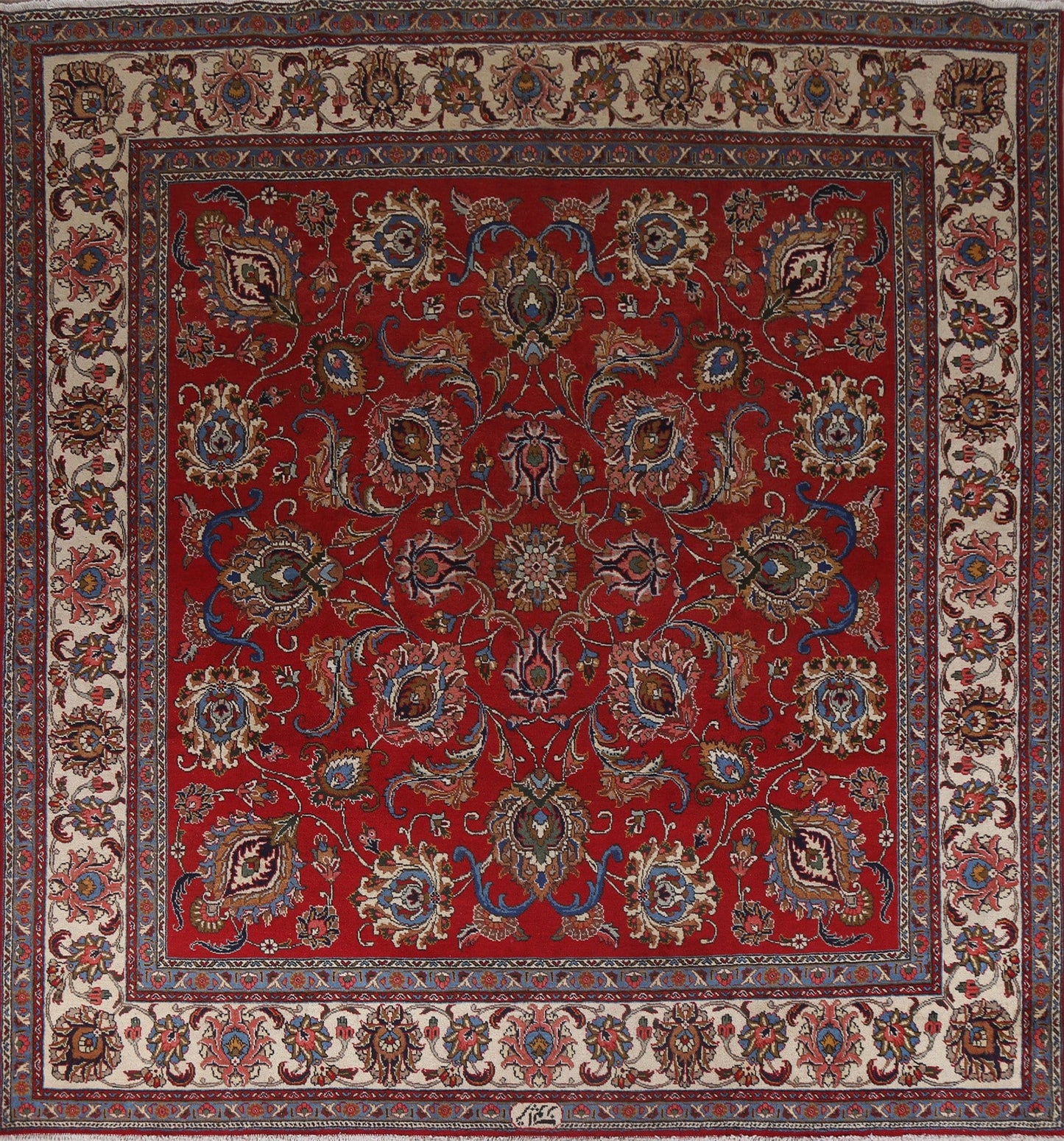 All-Over Floral Tabriz Persian Square Rug 10x10