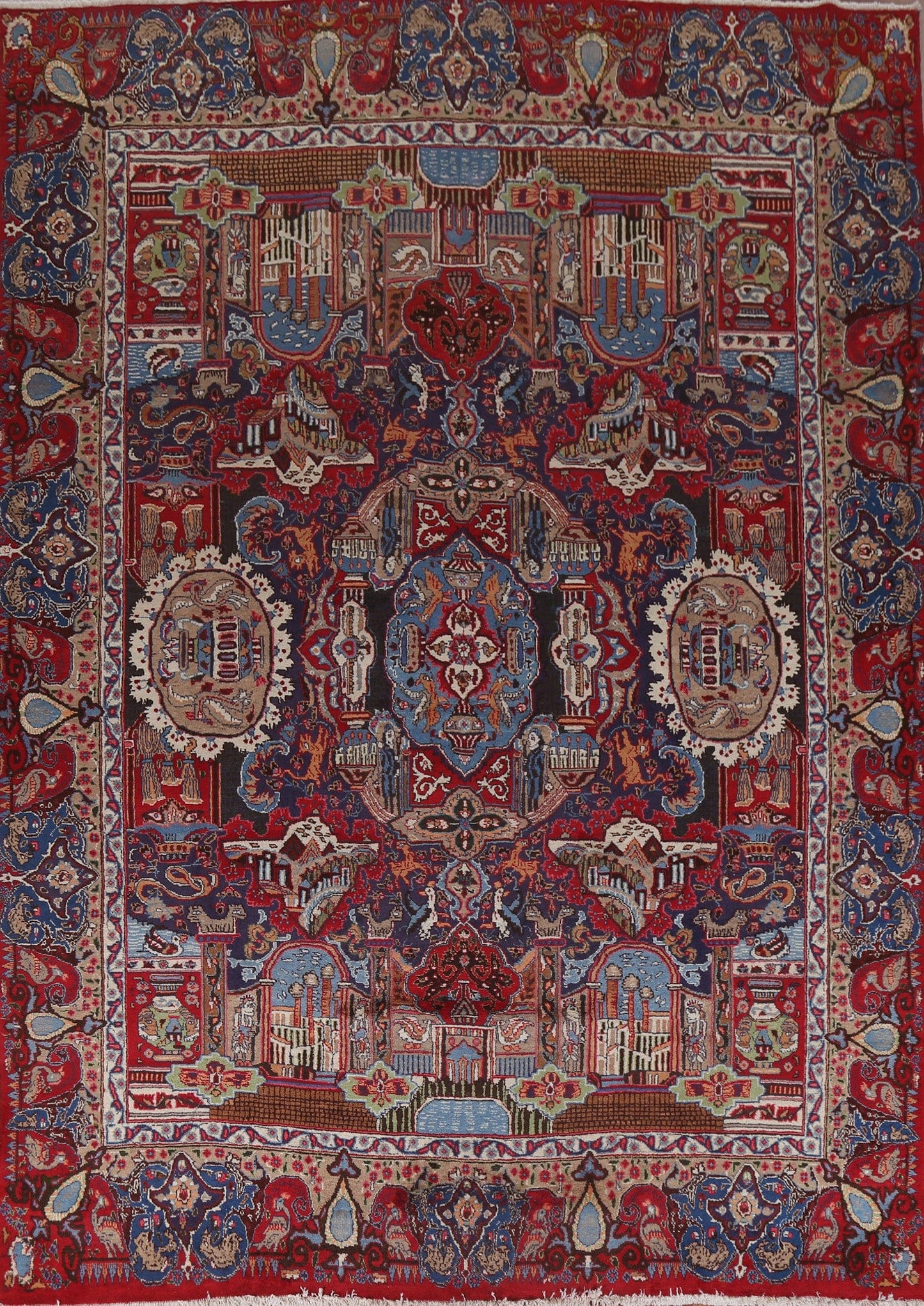 Animal Pictorial Kashmar Persian Area Rug 10x12