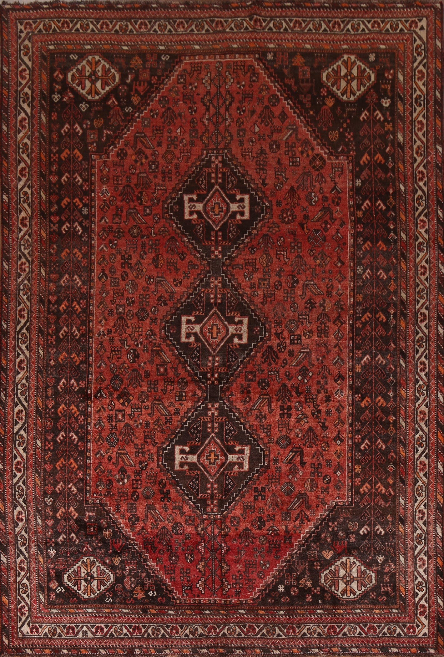 Vegetable Dye Tribal Qashqai Persian Area Rug 7x10