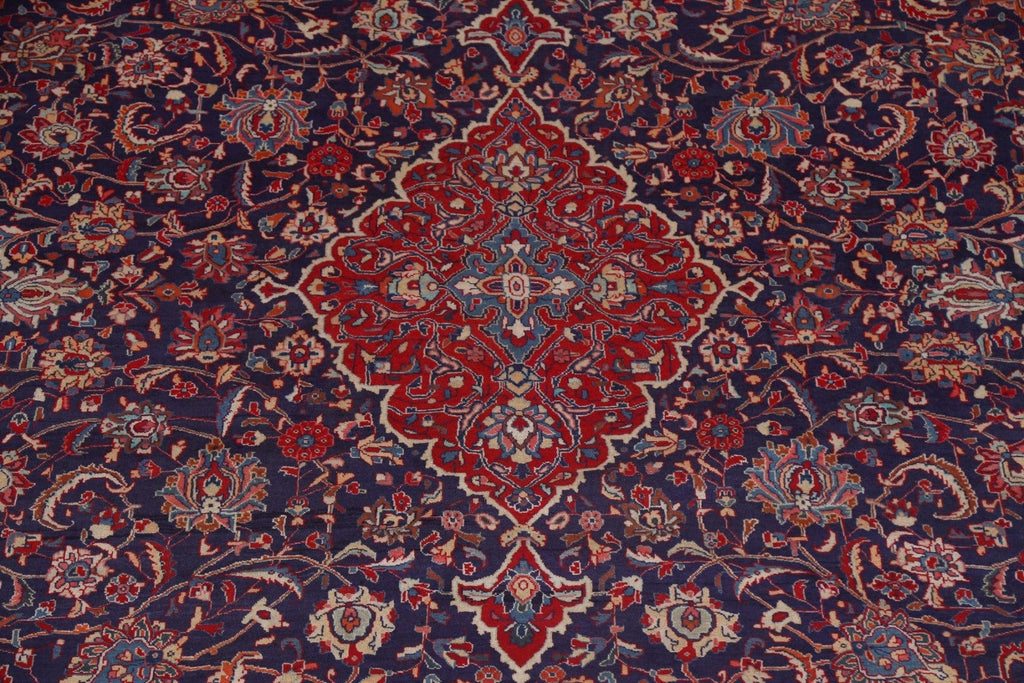 Navy Blue Floral Sarouk Persian Area Rug 10x14