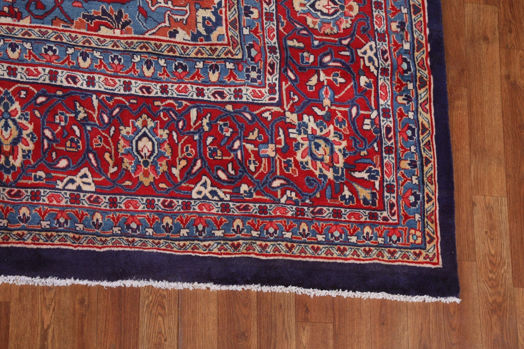 Navy Blue Floral Sarouk Persian Area Rug 10x14