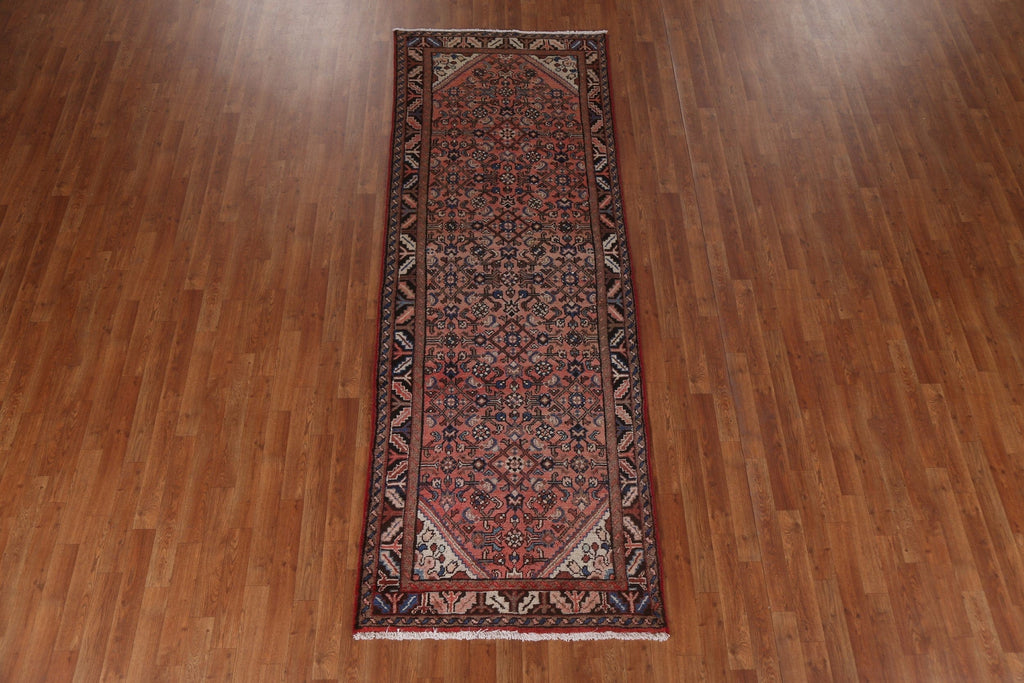 Vintage Wool Hamedan Persian Runner Rug 3x10