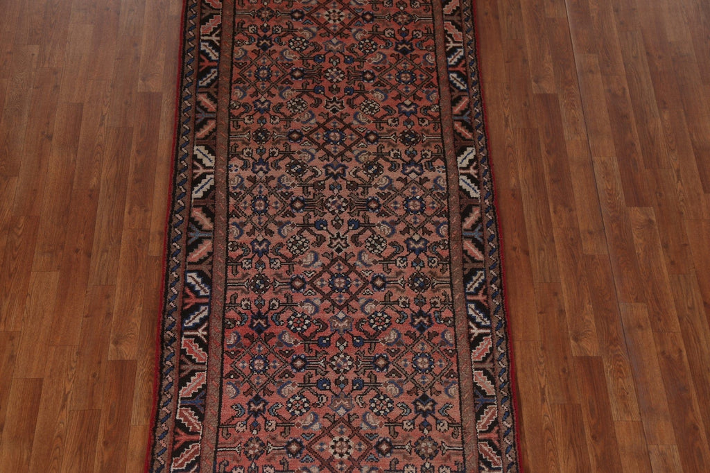 Vintage Wool Hamedan Persian Runner Rug 3x10