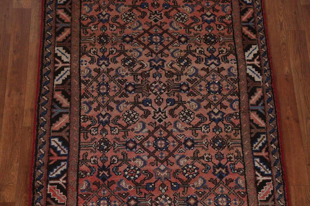 Vintage Wool Hamedan Persian Runner Rug 3x10