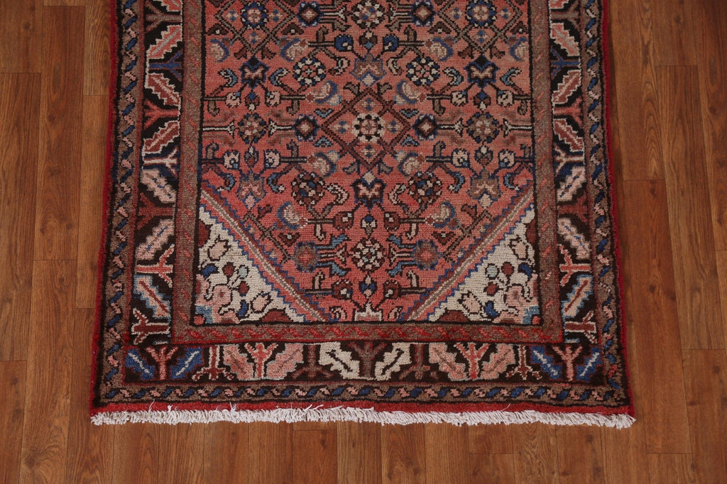 Vintage Wool Hamedan Persian Runner Rug 3x10