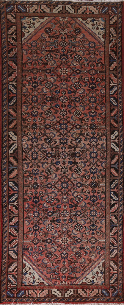 Vintage Wool Hamedan Persian Runner Rug 3x10