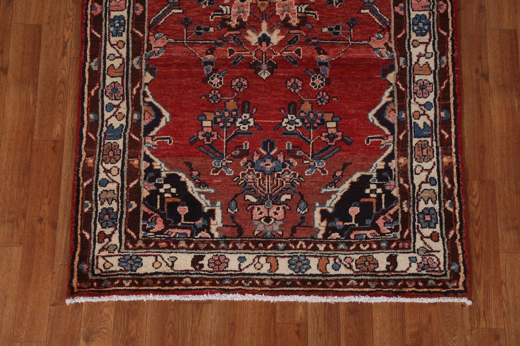 Vintage Red Hamedan Persian Runner Rug 4x10