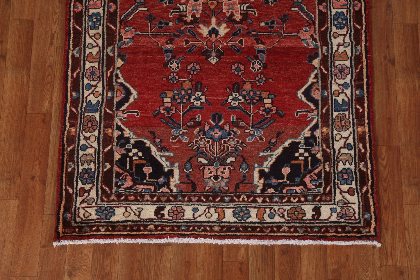 Vintage Red Hamedan Persian Runner Rug 4x10