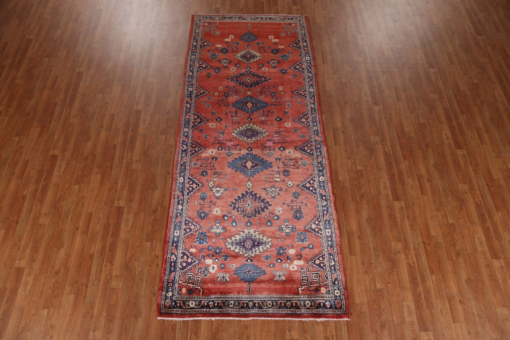 Geometric Red Viss Persian Runner Rug 4x11