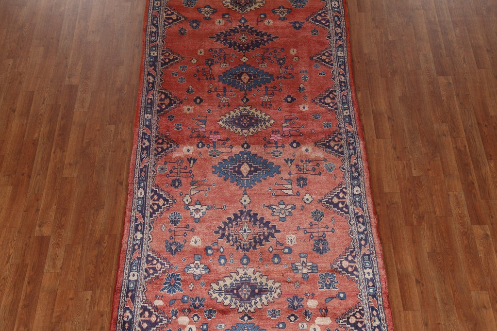 Geometric Red Viss Persian Runner Rug 4x11