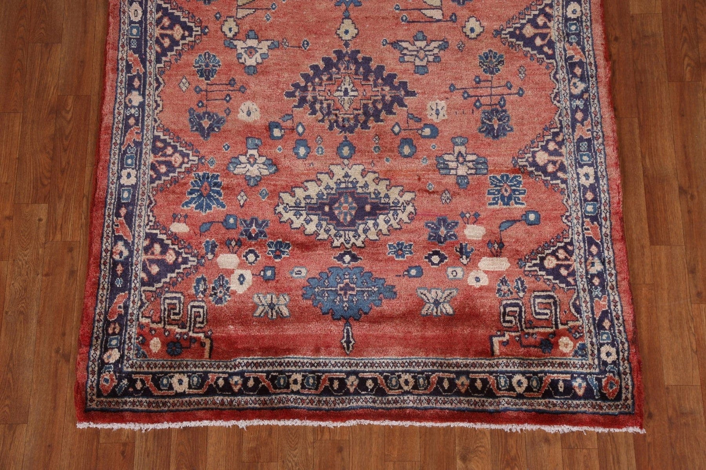 Geometric Red Viss Persian Runner Rug 4x11