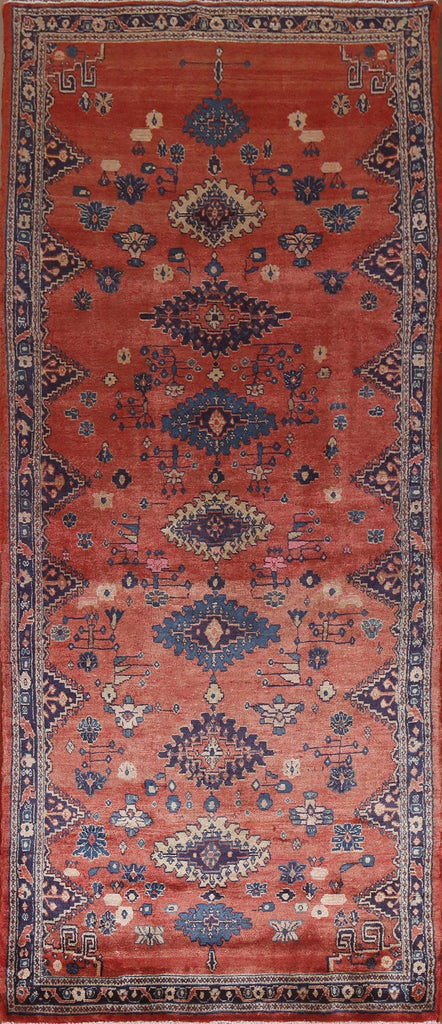 Geometric Red Viss Persian Runner Rug 4x11