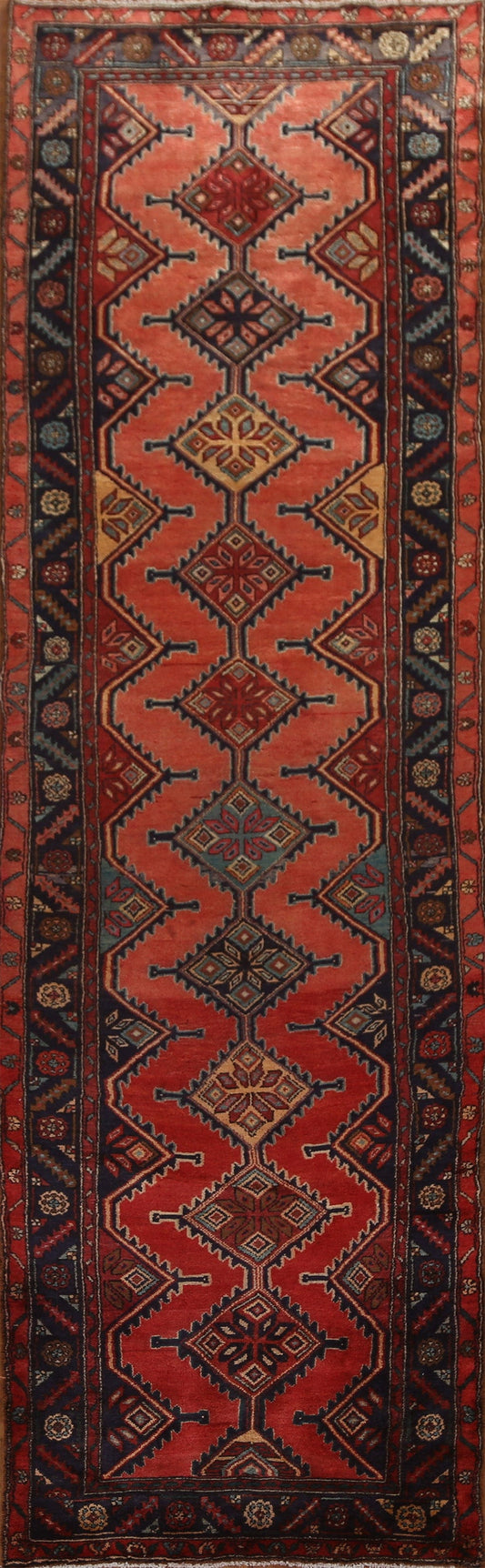 Geometric Hamedan Persian Runner Rug 4x12