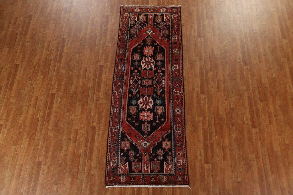 Tribal Geometric Hamedan Persian Runner Rug 4x10