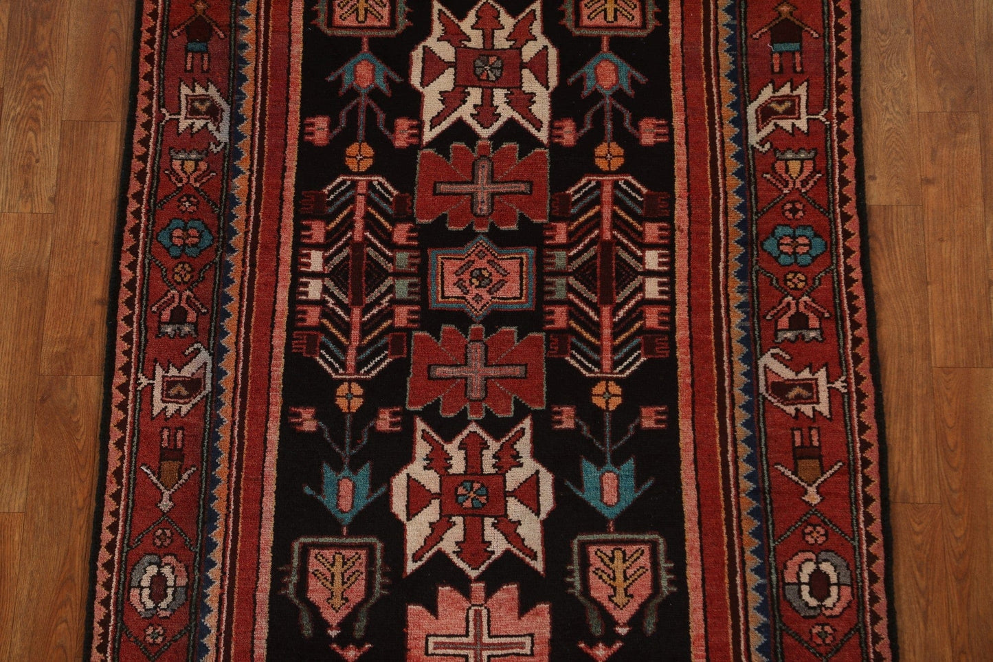 Tribal Geometric Hamedan Persian Runner Rug 4x10