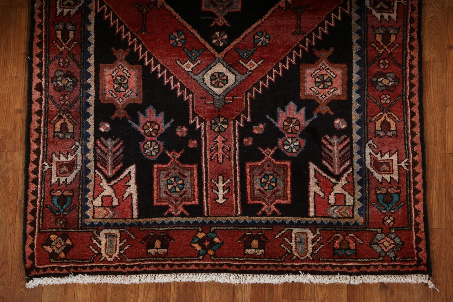 Tribal Geometric Hamedan Persian Runner Rug 4x10