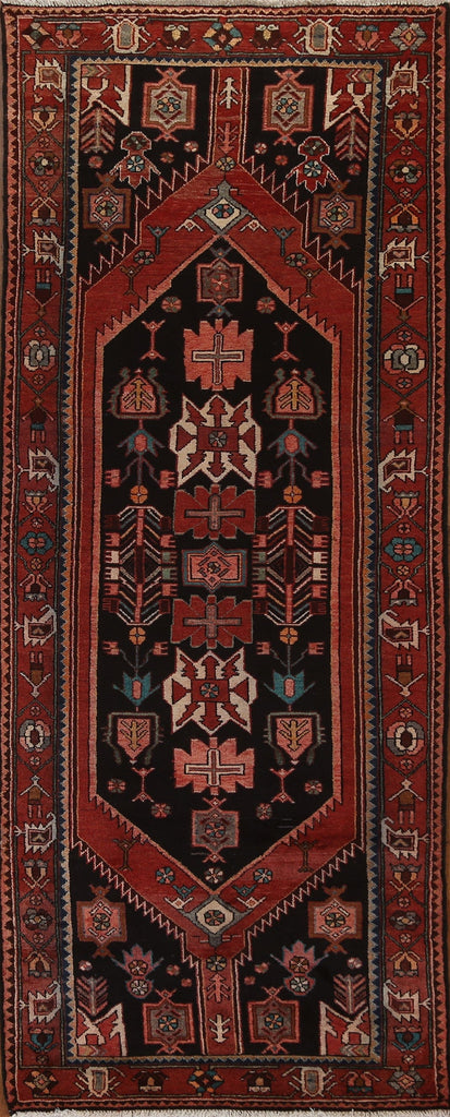 Tribal Geometric Hamedan Persian Runner Rug 4x10