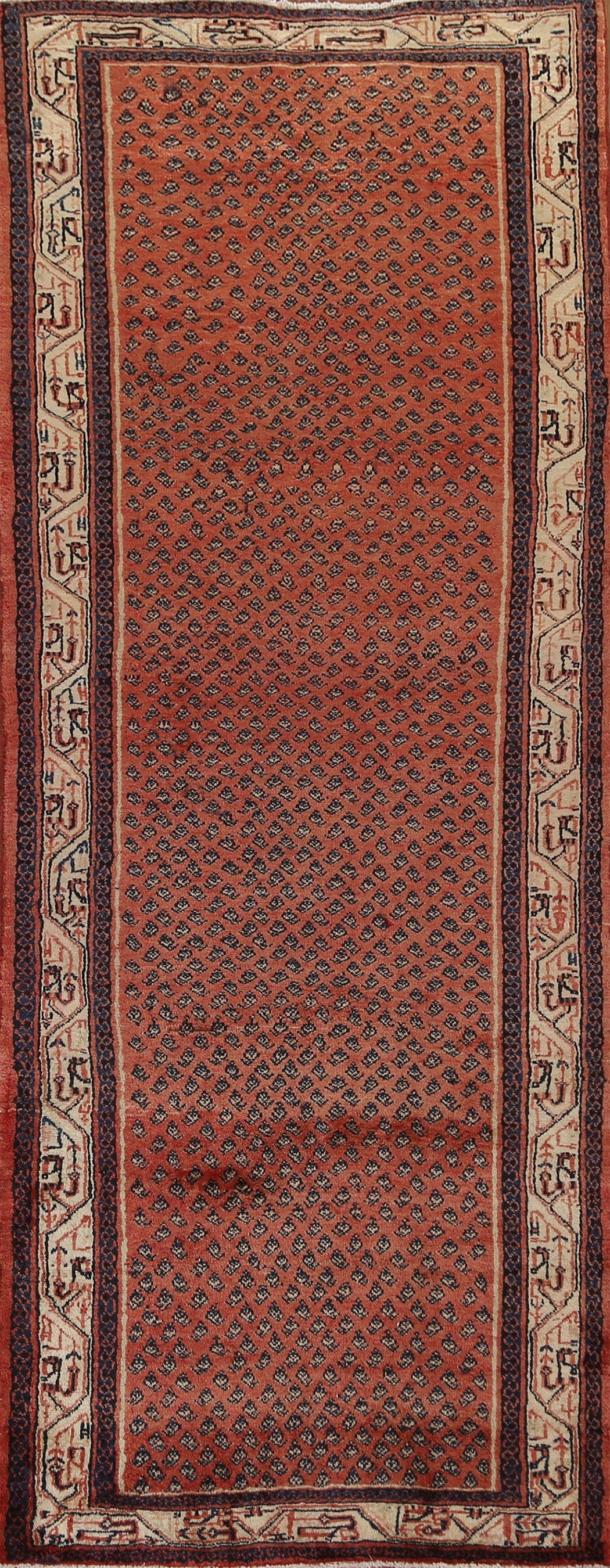 Vintage Boteh Botemir Persian Runner Rug 3x10