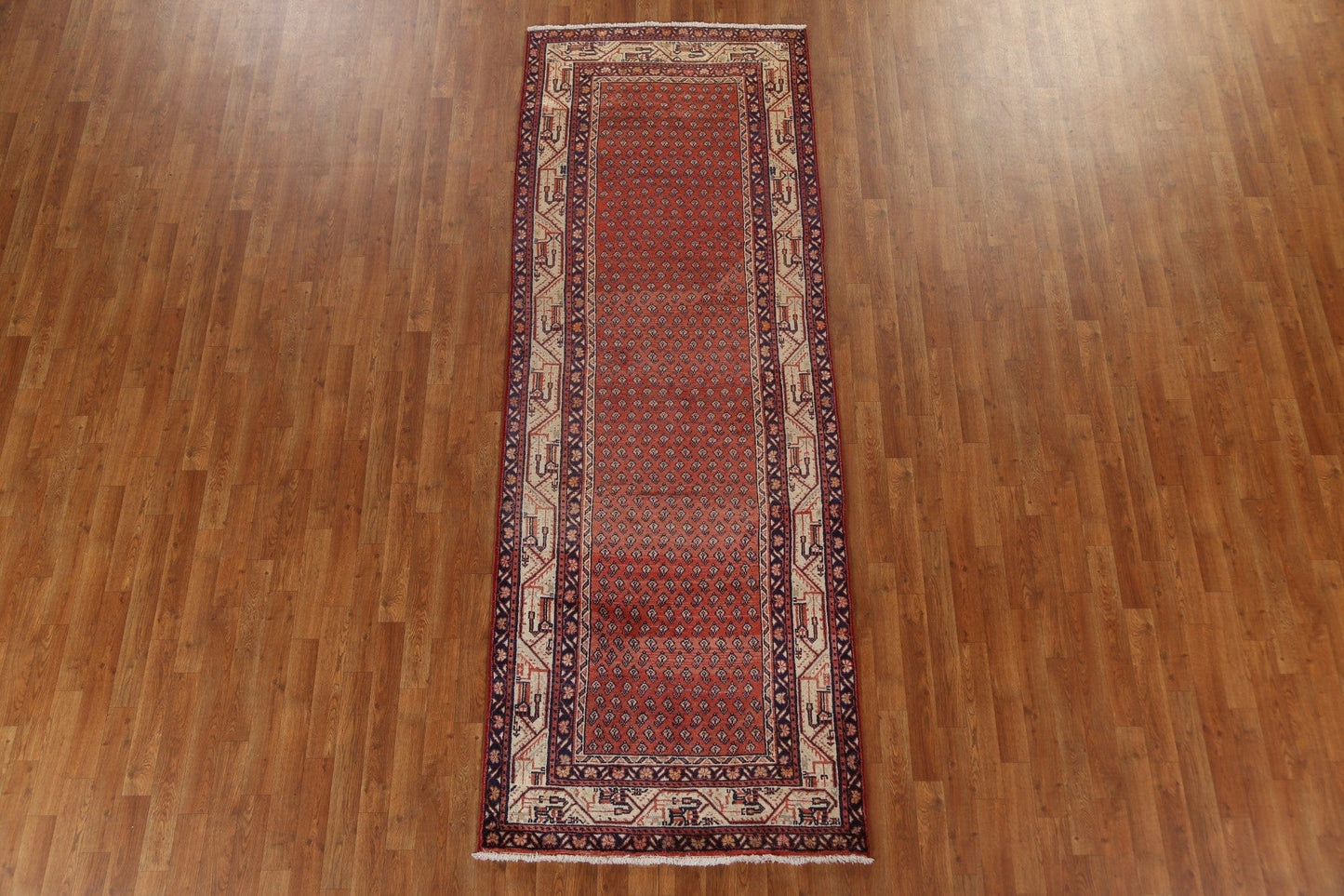 Red Boteh Botemir Persian Runner Rug 4x10