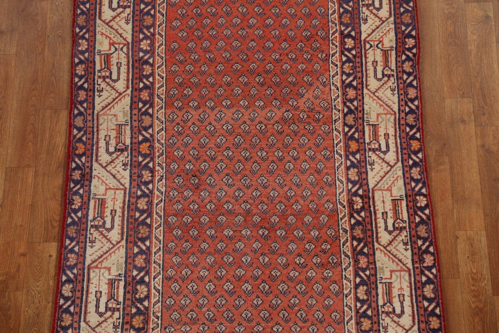 Red Boteh Botemir Persian Runner Rug 4x10