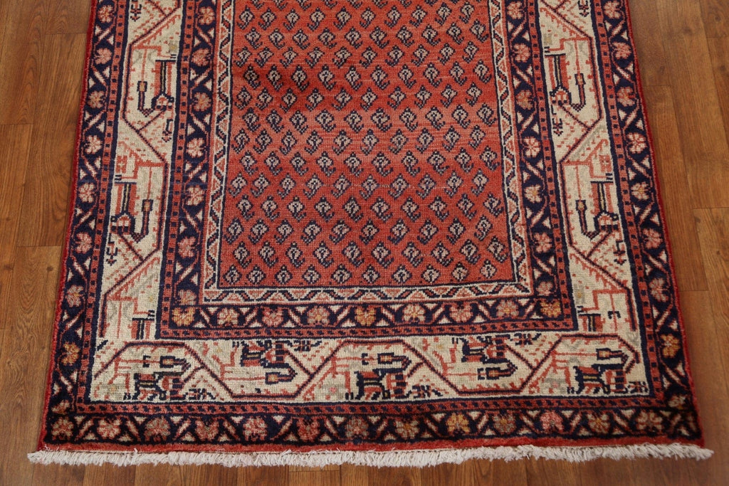 Red Boteh Botemir Persian Runner Rug 4x10