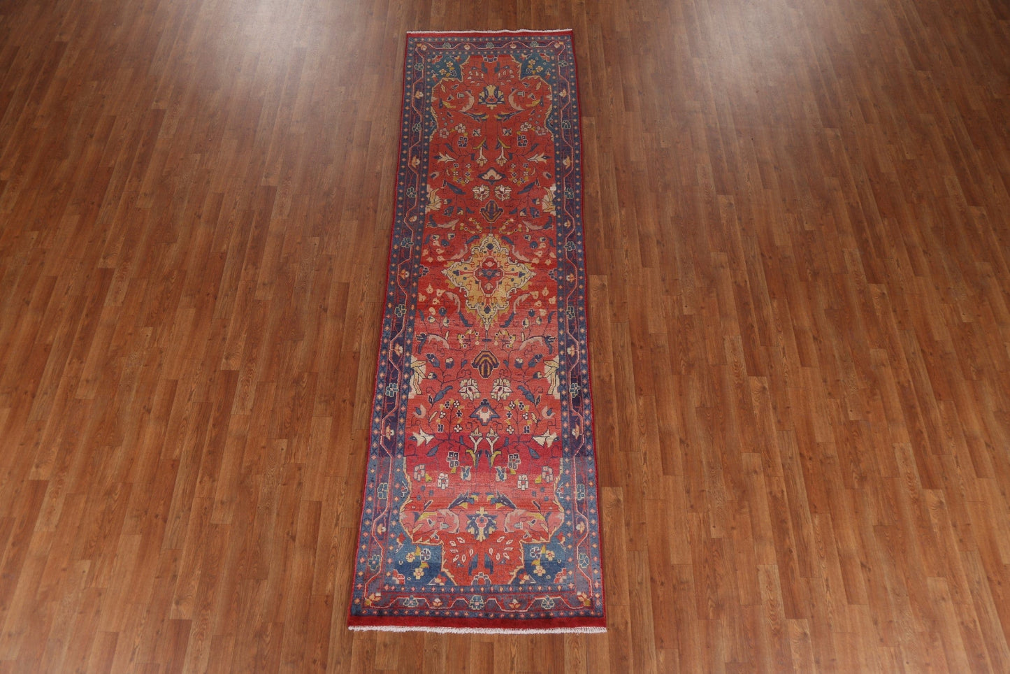 Red Floral Sarouk Persian Runner Rug 3x10