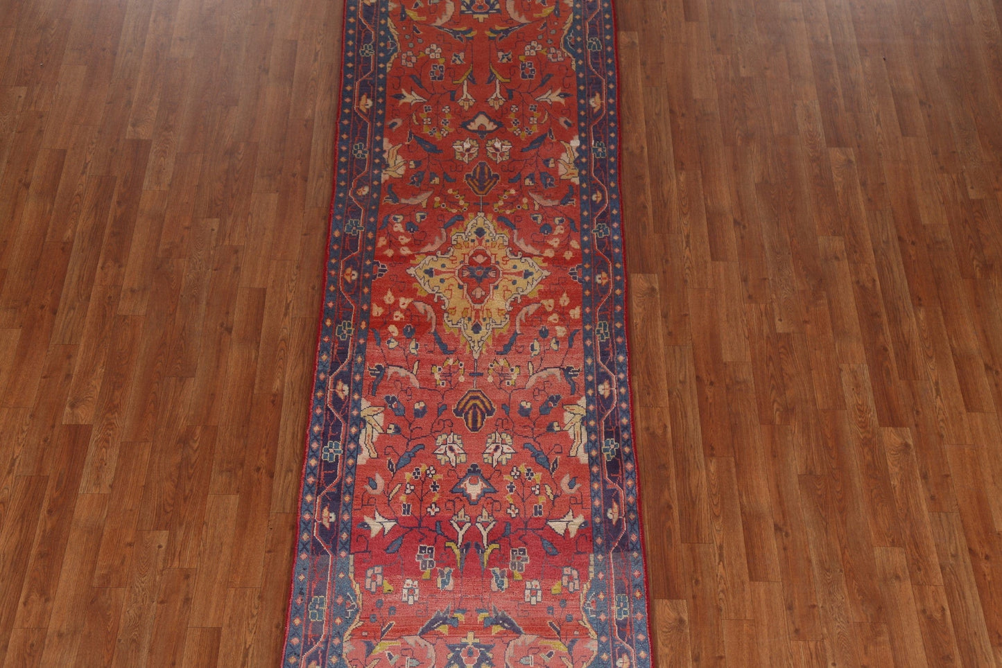 Red Floral Sarouk Persian Runner Rug 3x10