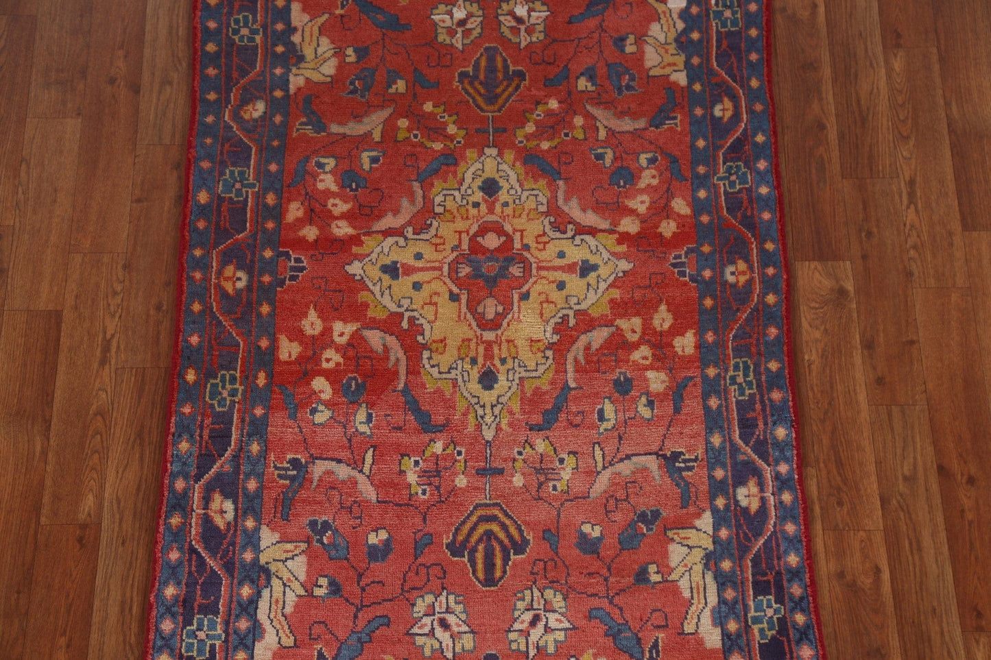 Red Floral Sarouk Persian Runner Rug 3x10