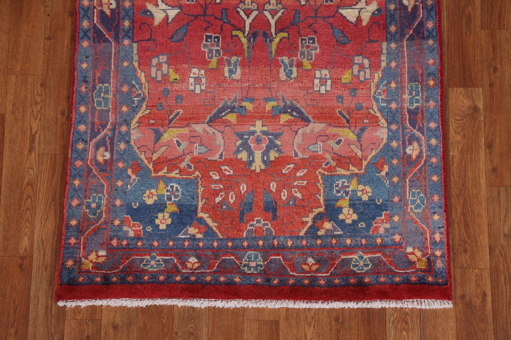 Red Floral Sarouk Persian Runner Rug 3x10