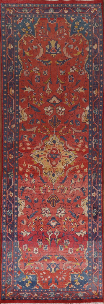 Red Floral Sarouk Persian Runner Rug 3x10