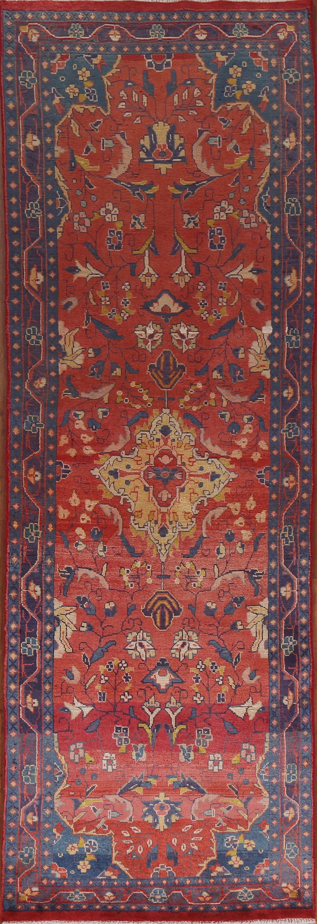 Red Floral Sarouk Persian Runner Rug 3x10