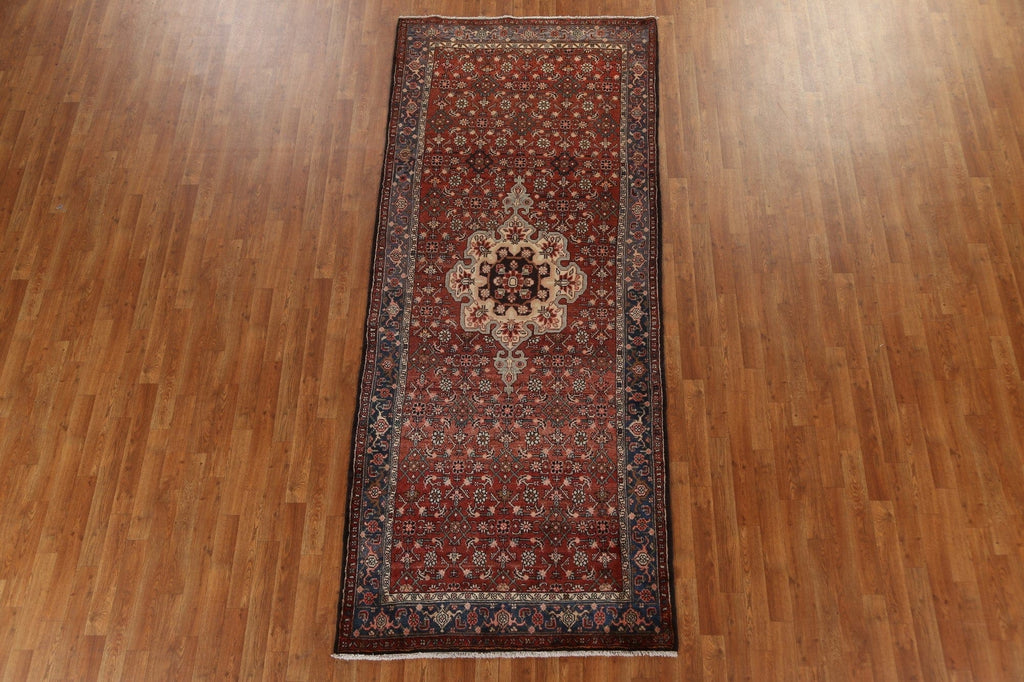 Vintage Geometric Zanjan Persian Runner Rug 4x10