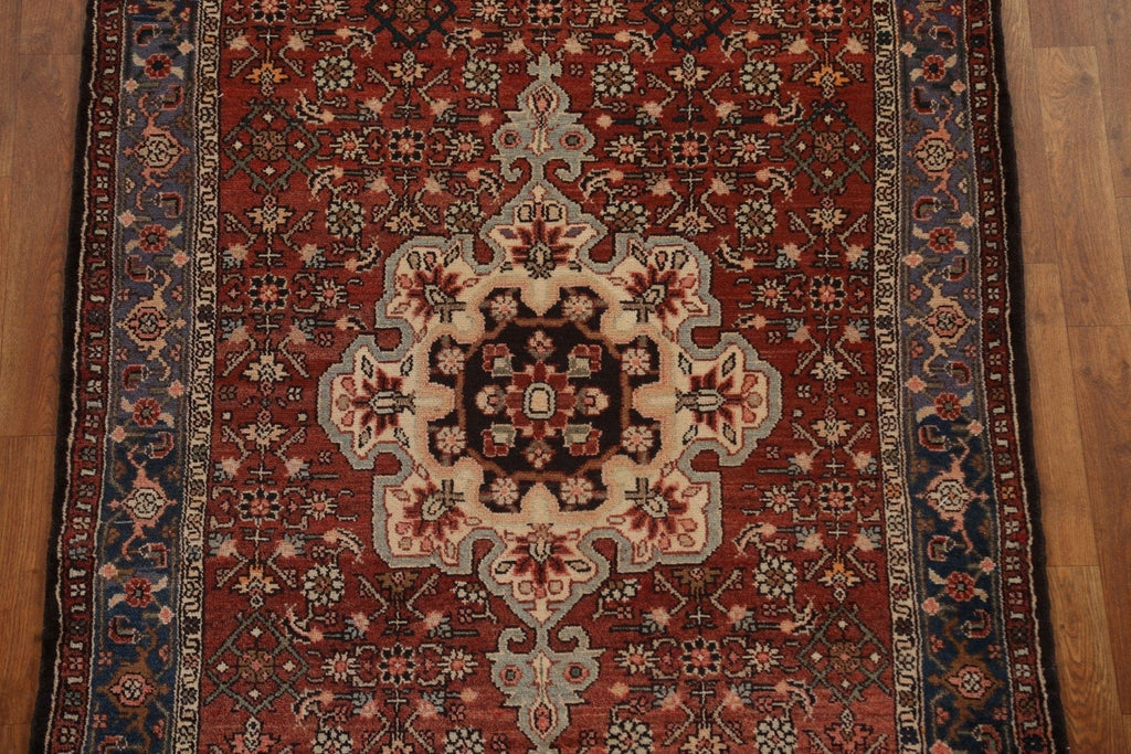 Vintage Geometric Zanjan Persian Runner Rug 4x10