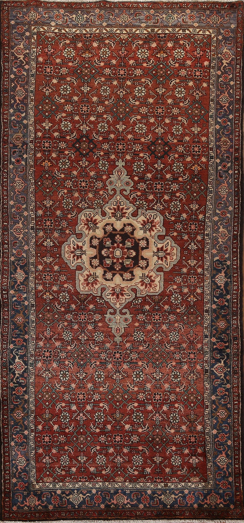 Vintage Geometric Zanjan Persian Runner Rug 4x10