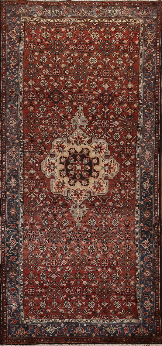 Vintage Geometric Zanjan Persian Runner Rug 4x10