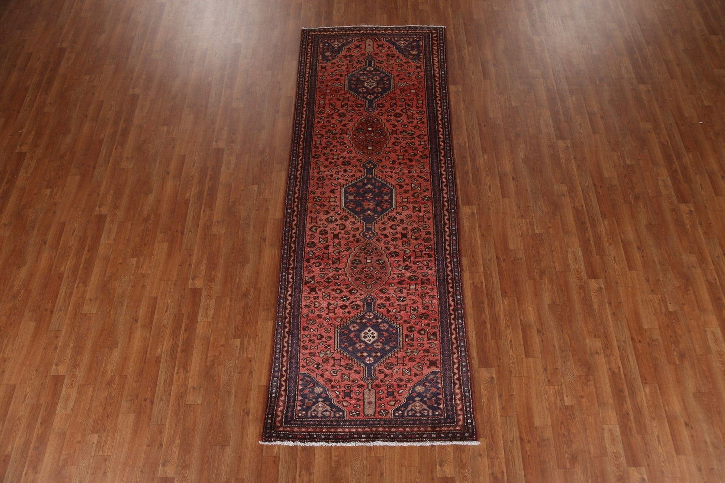 Tribal Geometric Hamedan Persian Runner Rug 4x10