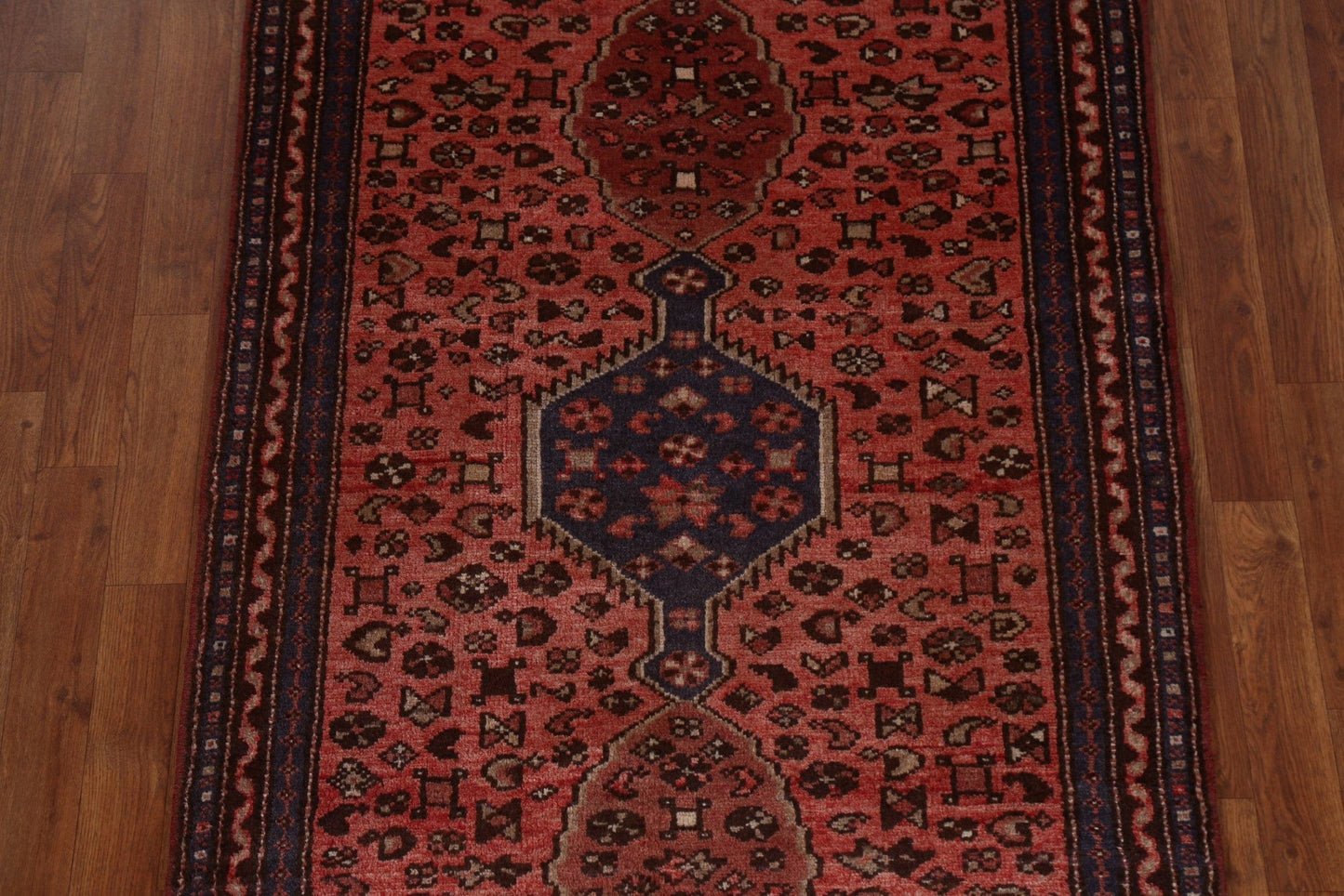 Tribal Geometric Hamedan Persian Runner Rug 4x10