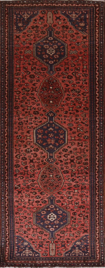 Tribal Geometric Hamedan Persian Runner Rug 4x10