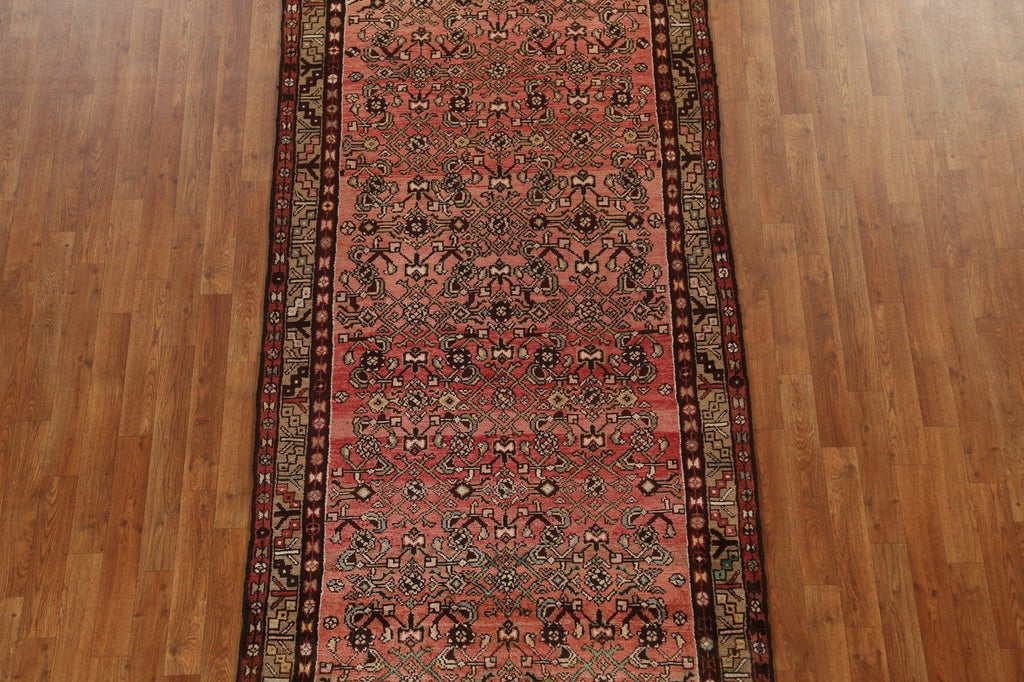 Geometric Wool Hamedan Persian Runner Rug 4x10