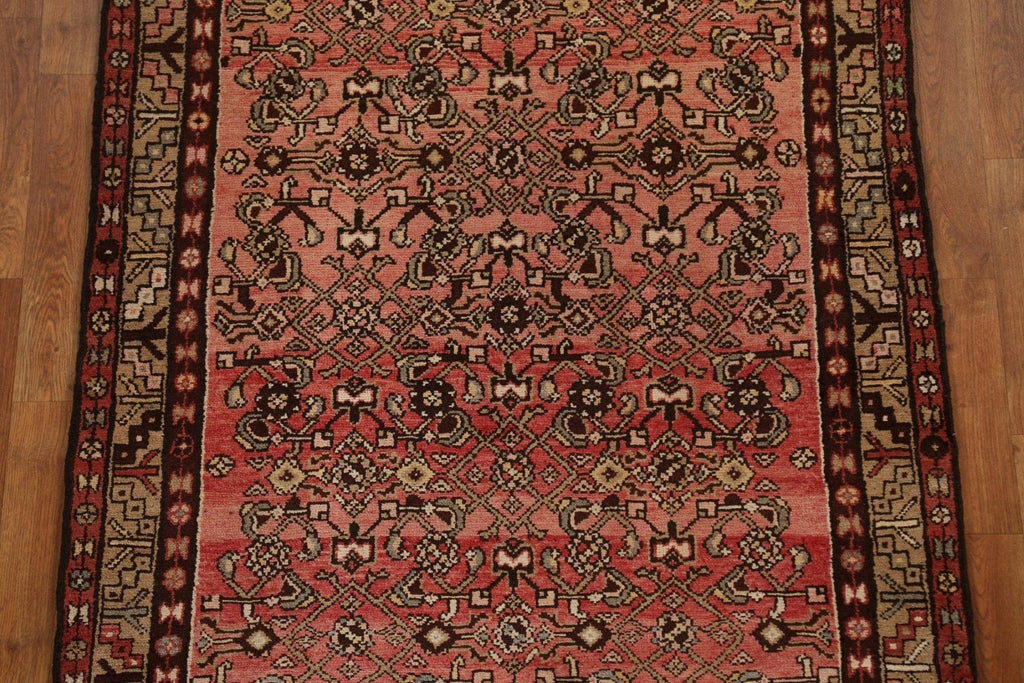 Geometric Wool Hamedan Persian Runner Rug 4x10