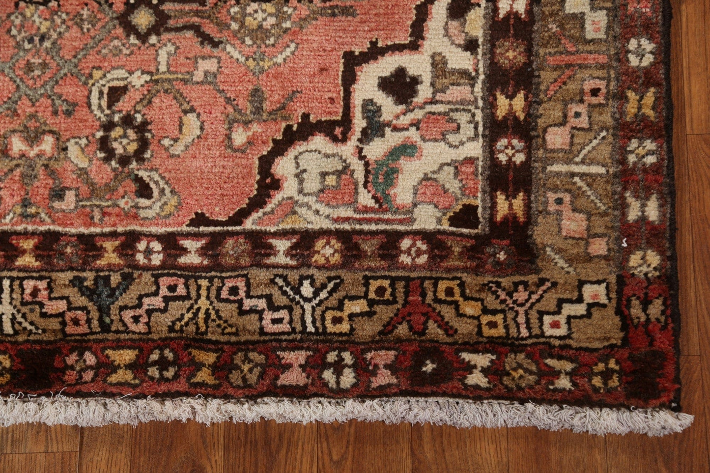 Geometric Wool Hamedan Persian Runner Rug 4x10