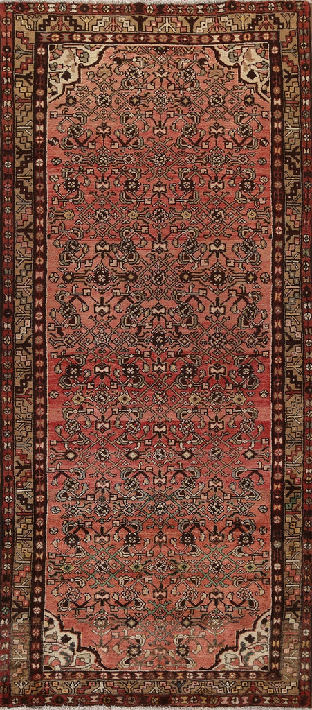 Geometric Wool Hamedan Persian Runner Rug 4x10