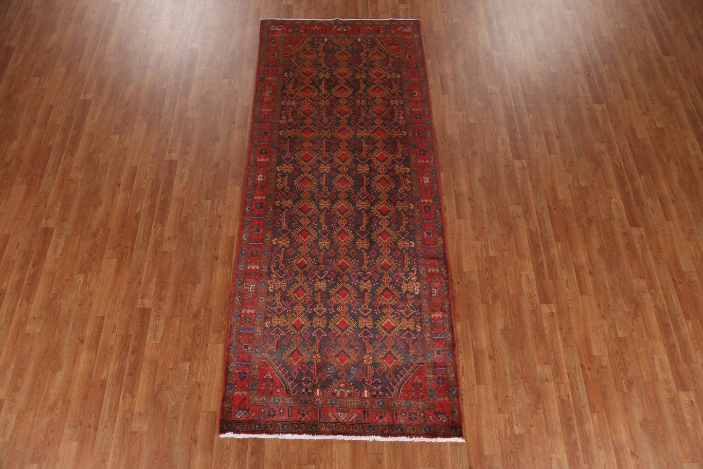 Hand-Knotted Wool Zanjan Persian Runner Rug 4x10