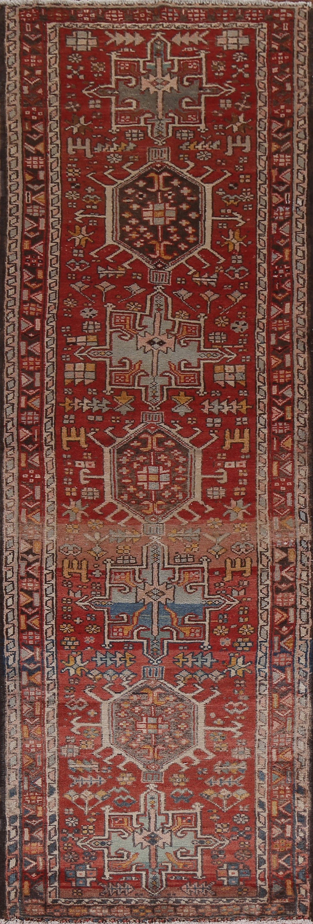 Vegetable Dye Gharajeh Persian Runner Rug 3x10