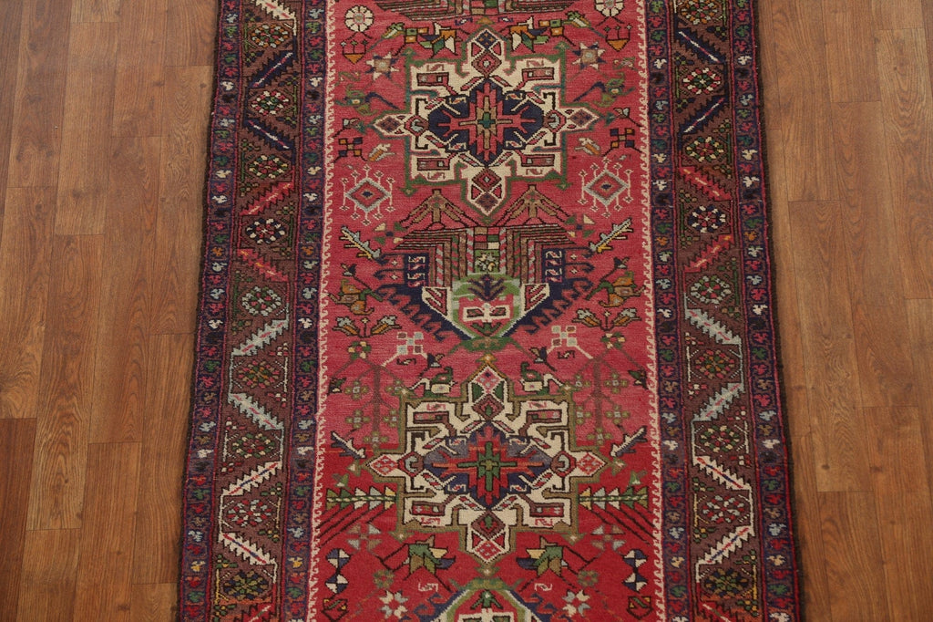 Handmade Wool Heriz Persian Runner Rug 3x14