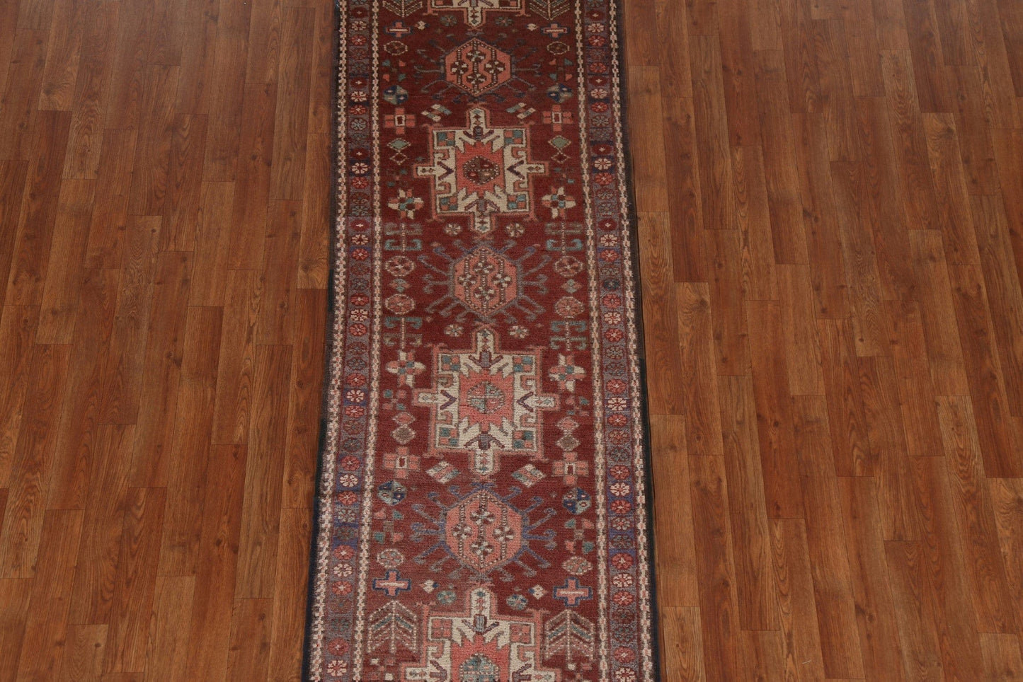 Tribal Geometric Gharajeh Persian Runner Rug 2x8