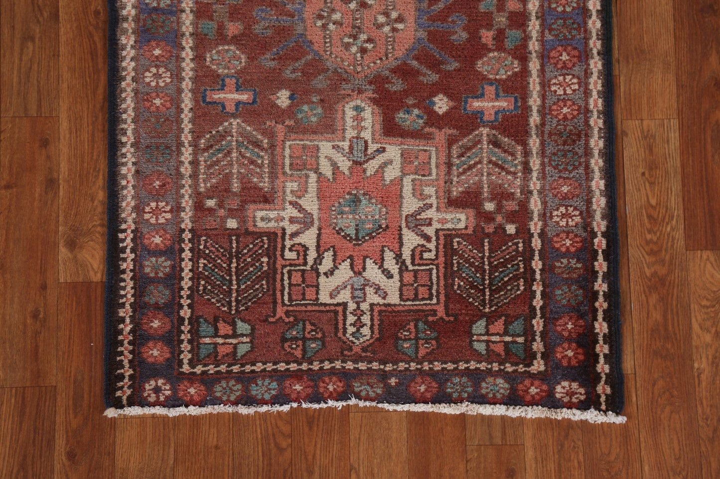 Tribal Geometric Gharajeh Persian Runner Rug 2x8